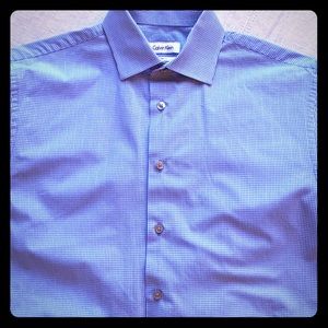 French cuff blue plaid